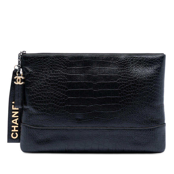 Chanel Medium Croc embossé Cuir de veau Gabrielle Cosmetic Étui