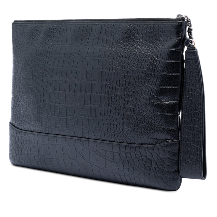 Chanel Medium Croc embossé Cuir de veau Gabrielle Cosmetic Étui