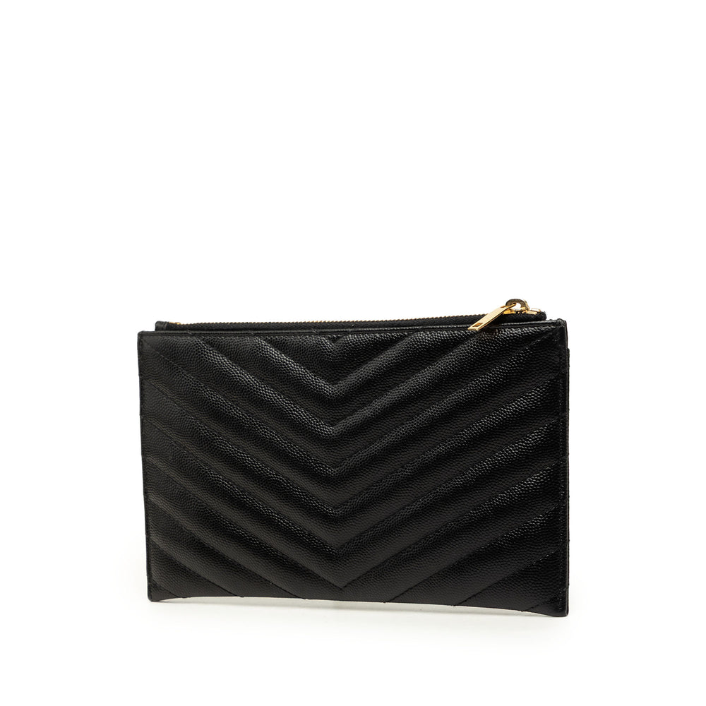 Saint Laurent Grain De Poudre Chevron Bill Pochette Monogram Noir – vue 2 – GABY PARIS