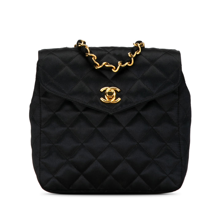 CC Quilted Satin Crossbody Black - Gaby Paris