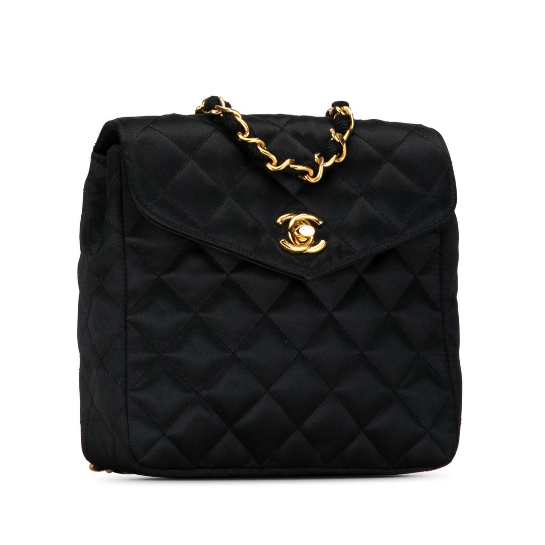 CC Quilted Satin Crossbody Black - Gaby Paris