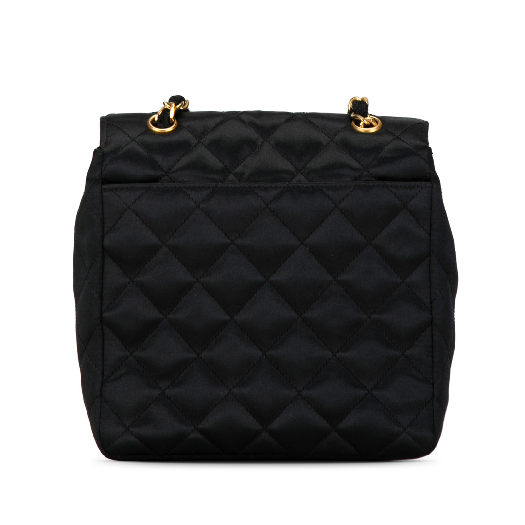 CC Quilted Satin Crossbody Black - Gaby Paris