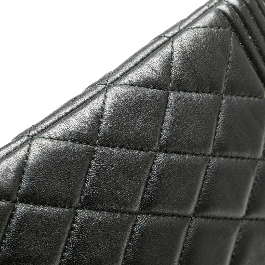 Medium Quilted Caviar Boy O Case Clutch Black - Gaby Paris