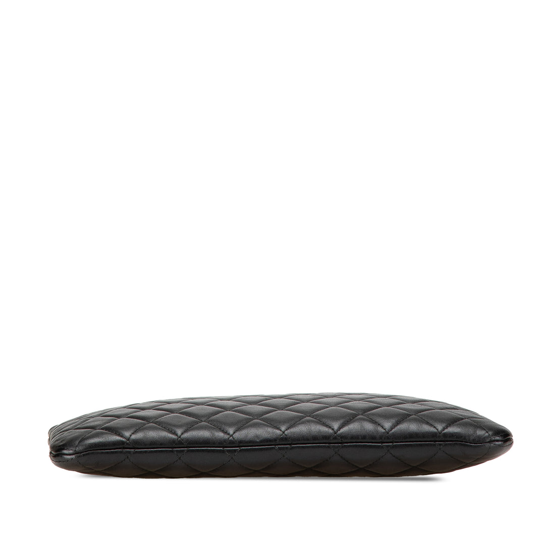 Medium Quilted Caviar Boy O Case Clutch Black - Gaby Paris