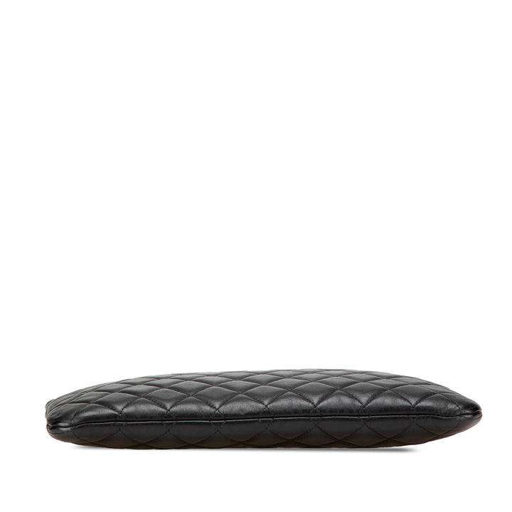 Medium Quilted Caviar Boy O Case Clutch Black - Gaby Paris