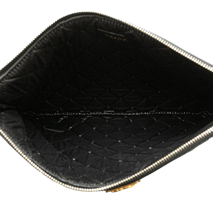 Medium Quilted Caviar Boy O Case Clutch Black - Gaby Paris
