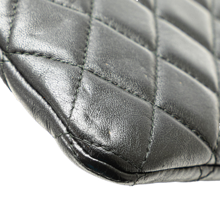 Medium Quilted Caviar Boy O Case Clutch Black - Gaby Paris