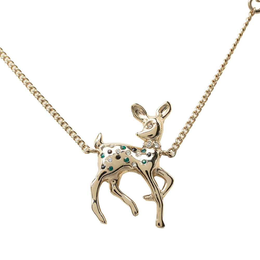 Chanel CC plaqué Perles fantaisie et Strass Deer Pendant Collier Doré – vue 2 – GABY PARIS
