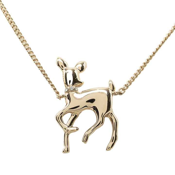 Chanel CC plaqué Perles fantaisie et Strass Deer Pendant Collier Doré – vue 3 – GABY PARIS