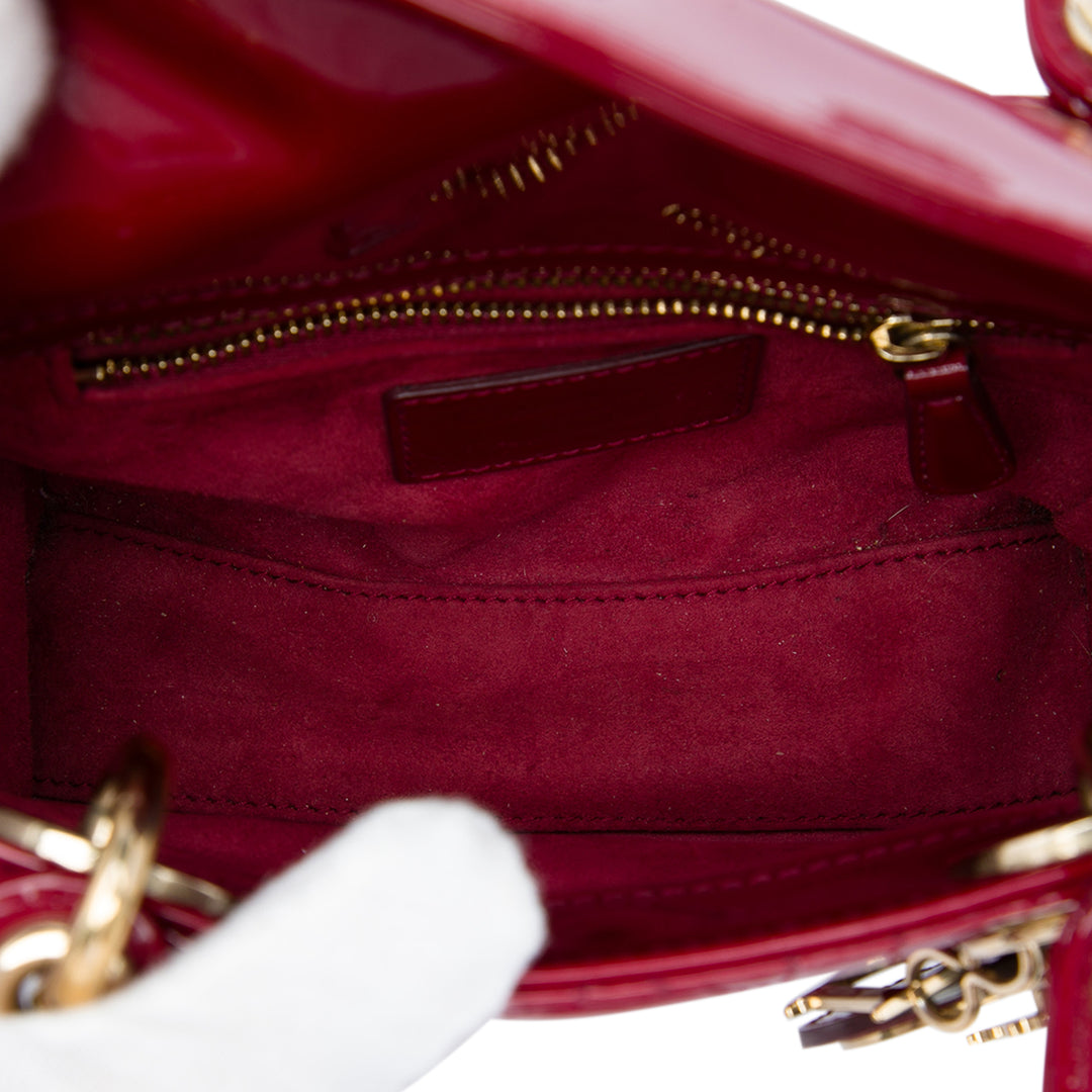 Dior Lady Dior Cannage Mini Rouge – vue 4 – GABY PARIS