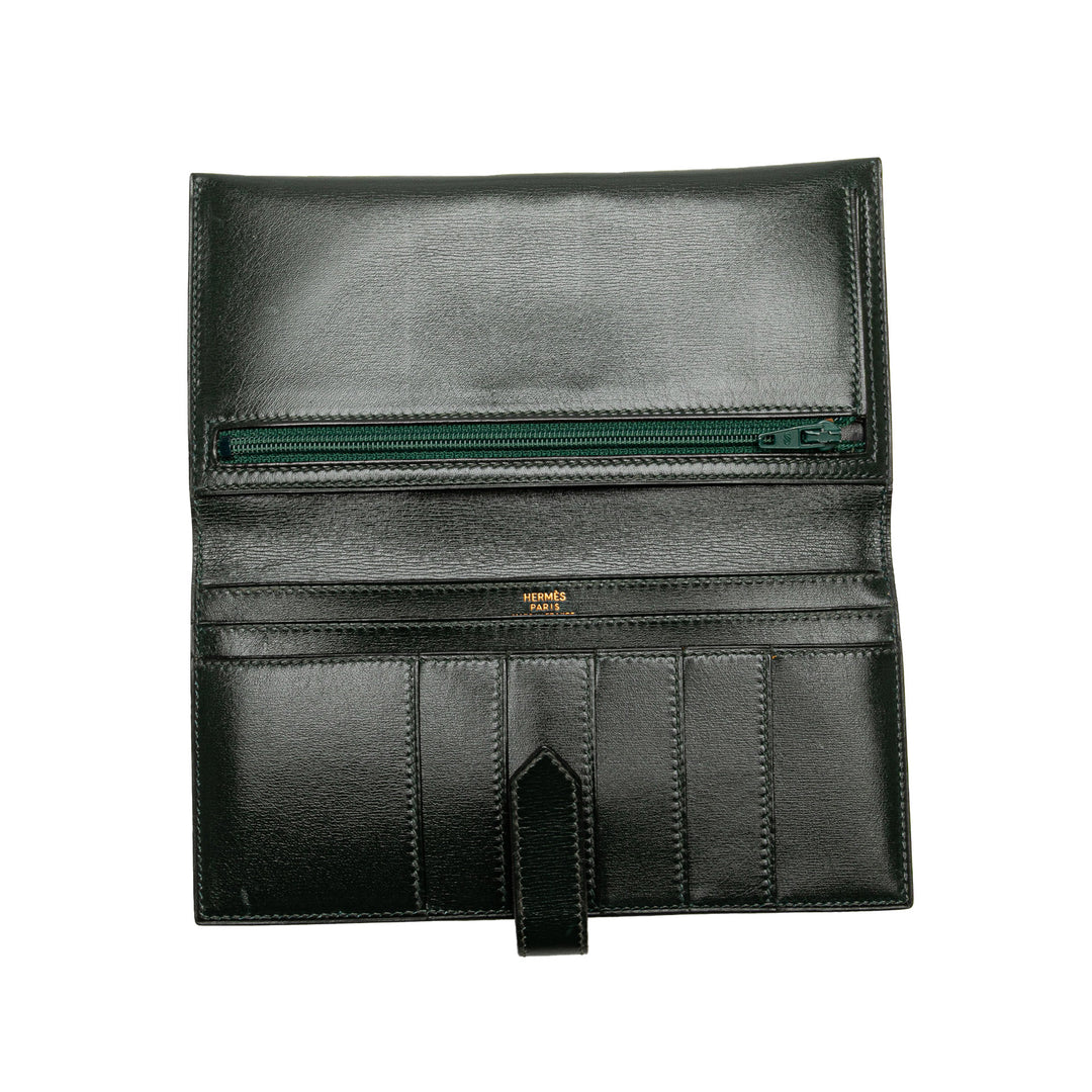 Box Calf Bearn Wallet Green - Gaby Paris