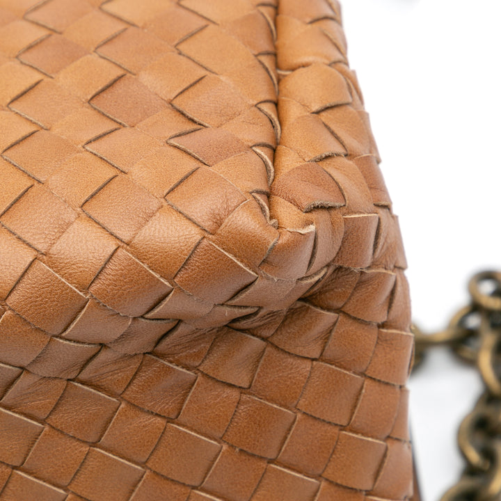 Nappa Intrecciato Olimpia Knot Shoulder Bag Brown - Gaby Paris