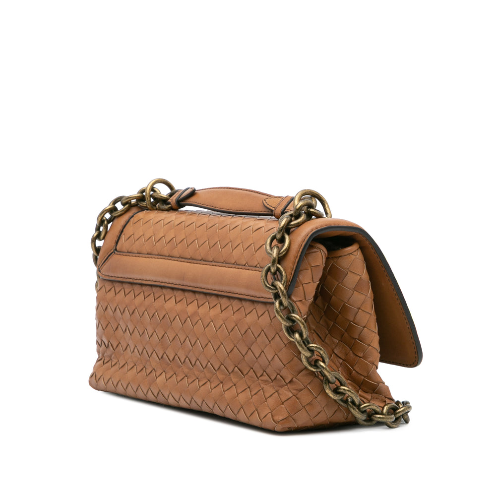 Nappa Intrecciato Olimpia Knot Shoulder Bag Brown - Gaby Paris