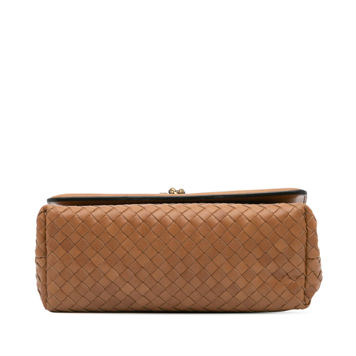 Nappa Intrecciato Olimpia Knot Shoulder Bag Brown - Gaby Paris