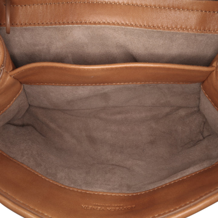 Nappa Intrecciato Olimpia Knot Shoulder Bag Brown - Gaby Paris