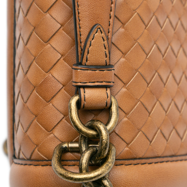 Nappa Intrecciato Olimpia Knot Shoulder Bag Brown - Gaby Paris