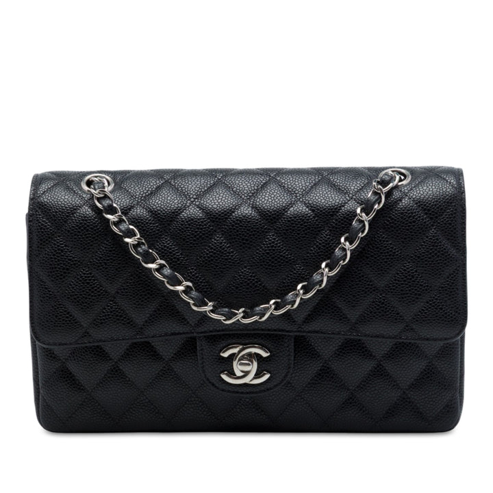 Chanel Classic Double rabat Moyen Cuir caviar Noir