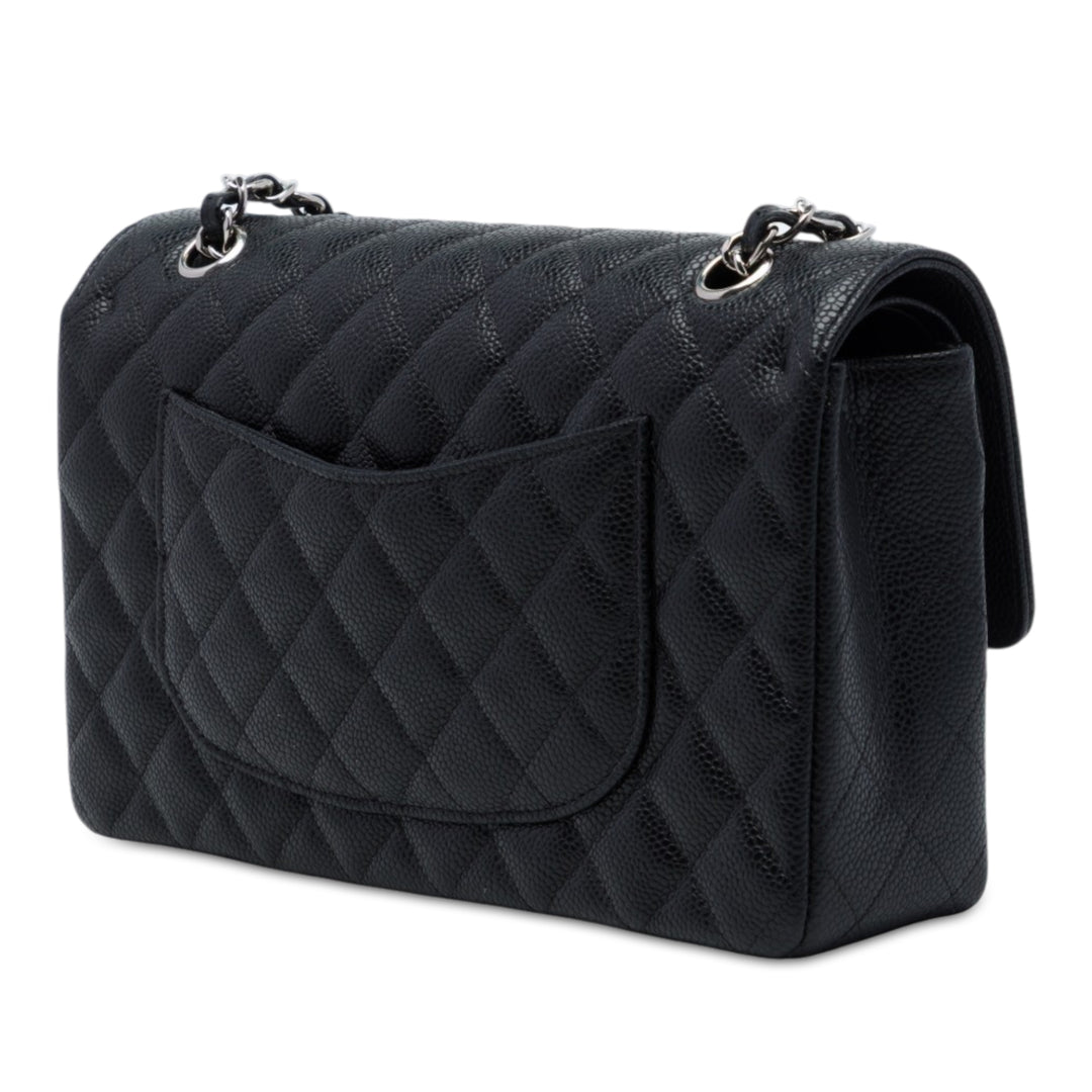 Chanel Classic Double rabat Moyen Cuir caviar Noir