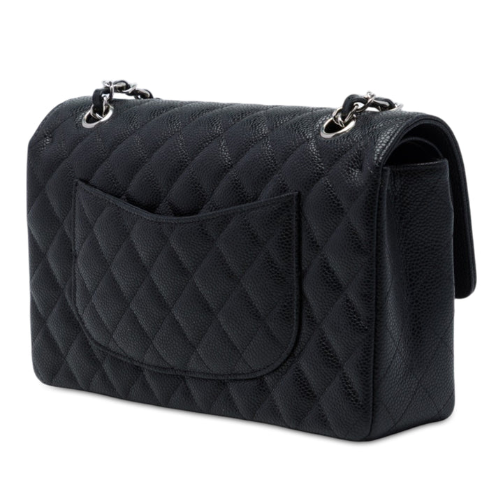 Chanel Classic Double rabat Moyen Cuir caviar Noir