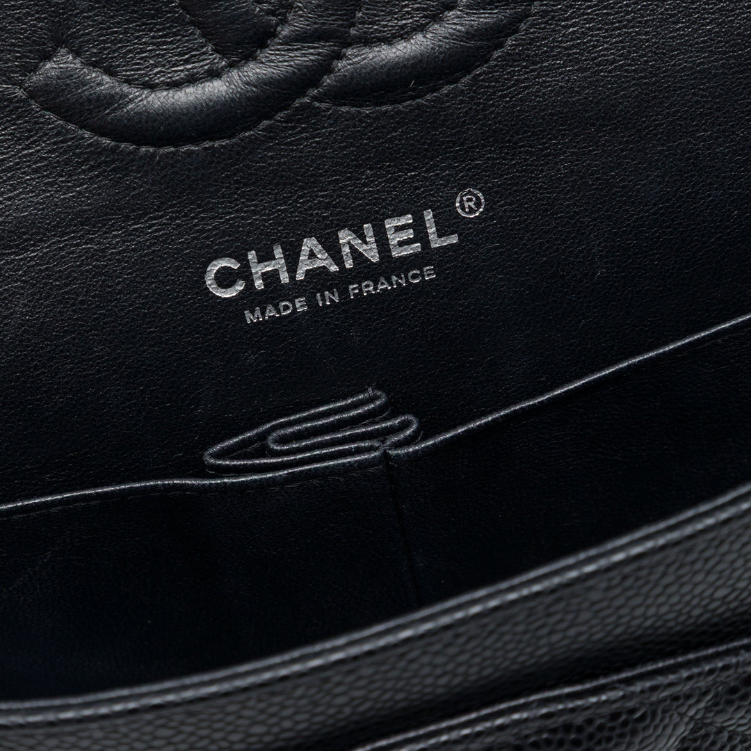 Chanel Classic Double rabat Moyen Cuir caviar Noir