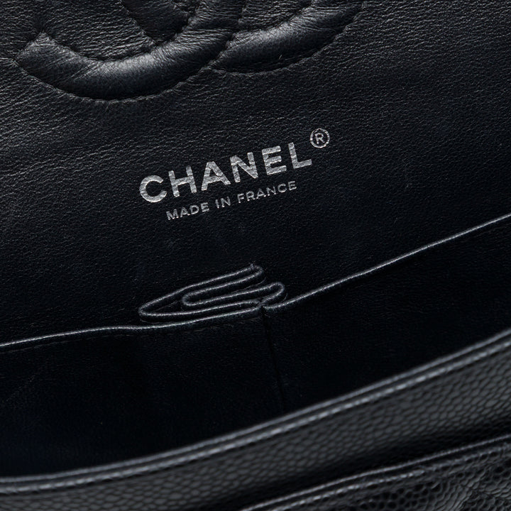 Chanel Classic Double rabat Moyen Cuir caviar Noir