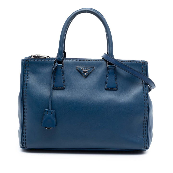 Prada Medium City Veau Hand Surpiqué Galleria Double Zip Sac