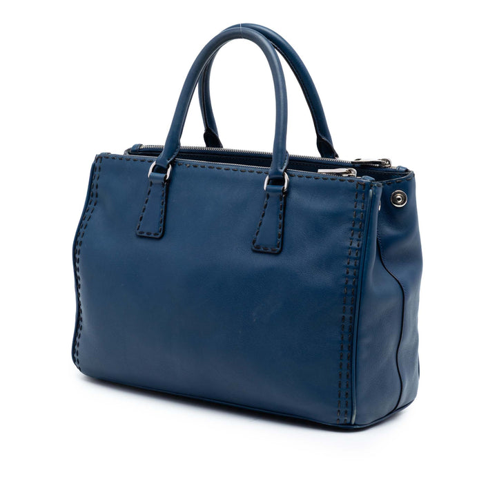 Prada Medium City Veau Hand Surpiqué Galleria Double Zip Sac