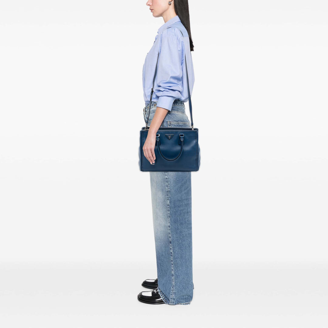Prada Medium City Veau Hand Surpiqué Galleria Double Zip Sac