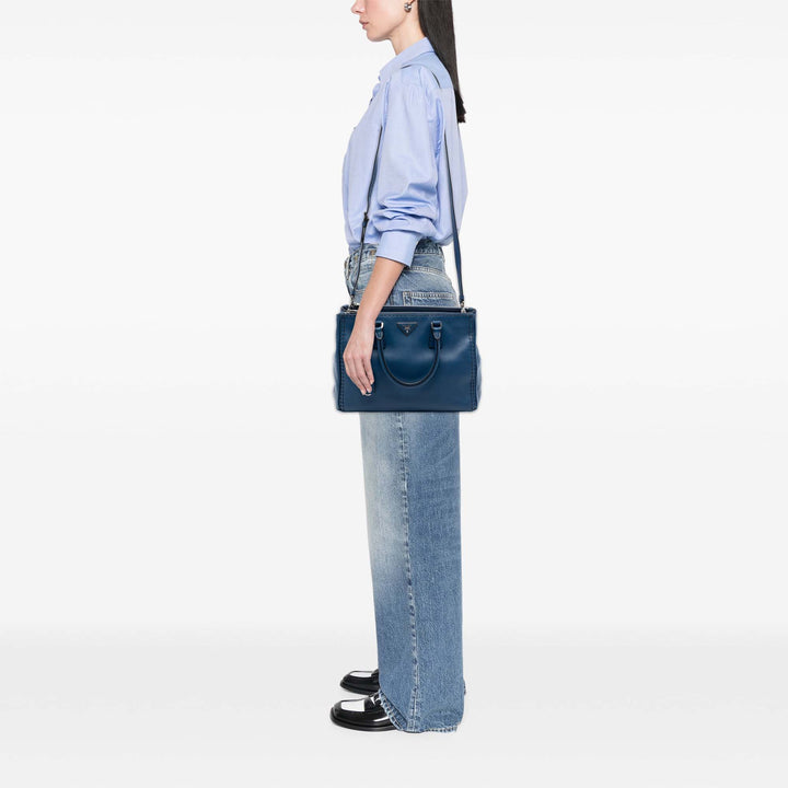 Prada Medium City Veau Hand Surpiqué Galleria Double Zip Sac