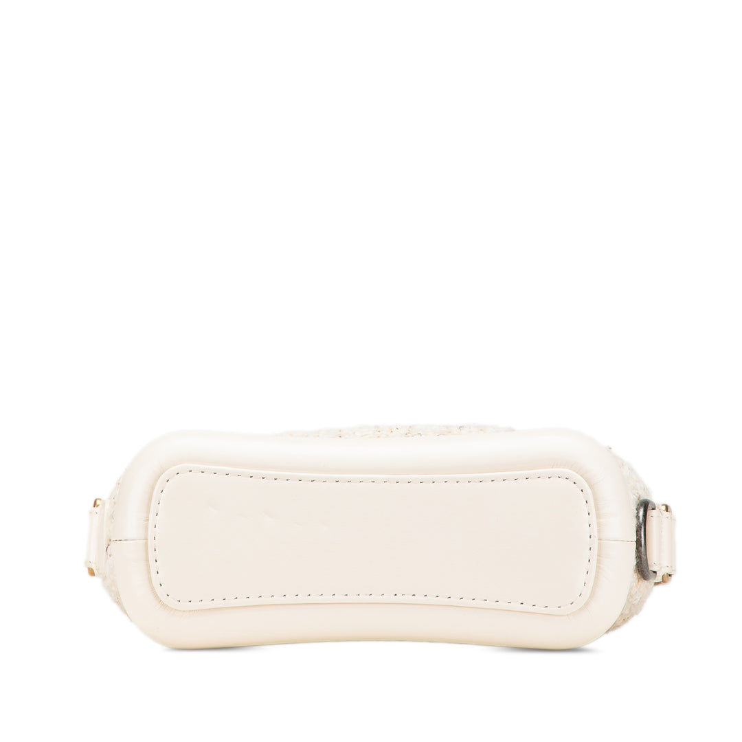 Small Tweed and Calfskin Gabrielle Crossbody Brown - Gaby Paris