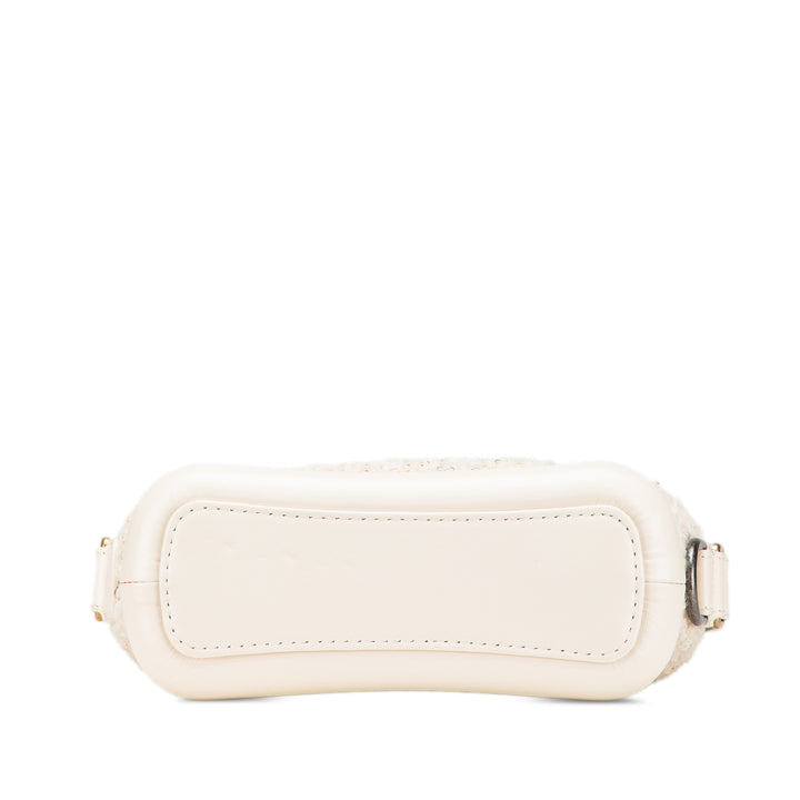 Small Tweed and Calfskin Gabrielle Crossbody Brown - Gaby Paris