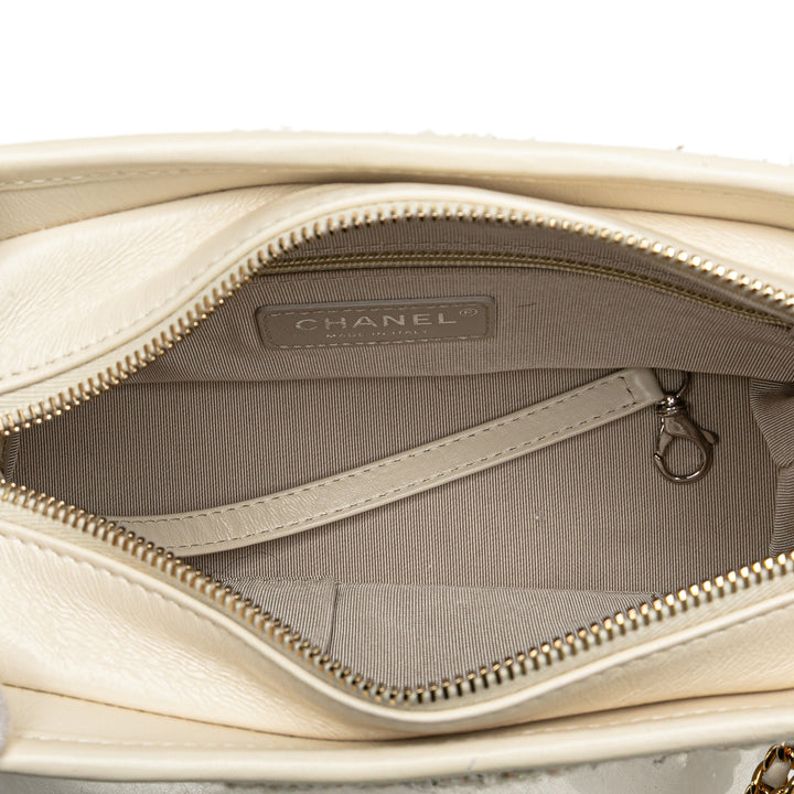 Small Tweed and Calfskin Gabrielle Crossbody Brown - Gaby Paris
