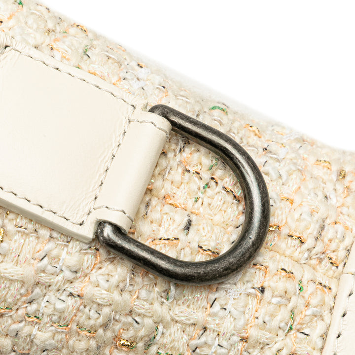 Small Tweed and Calfskin Gabrielle Crossbody Brown - Gaby Paris