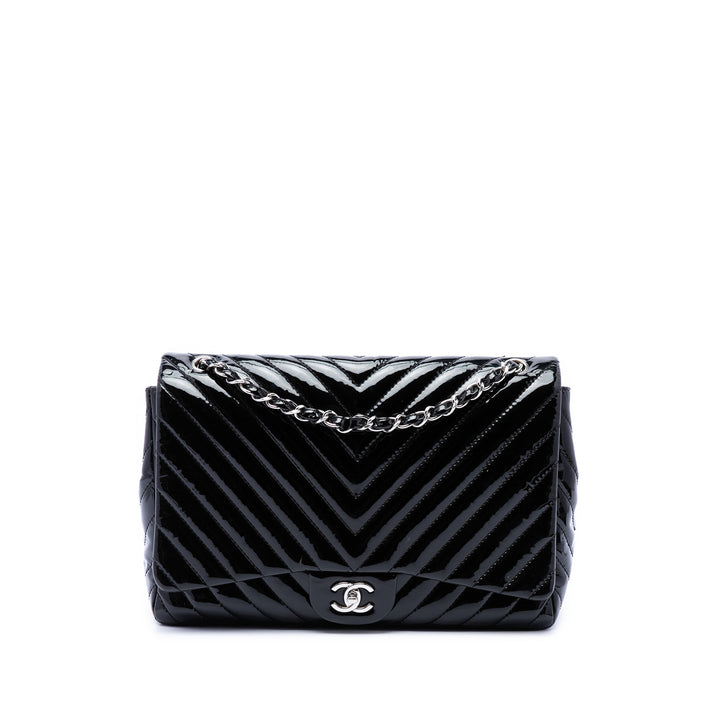 Chanel Sac porté épaule Classic Chevron Double rabat Jumbo Noir – vue principale – GABY PARIS