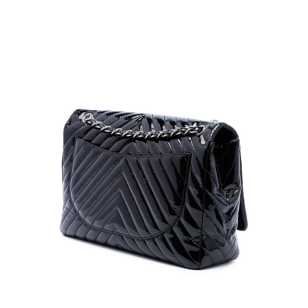 Chanel Sac porté épaule Classic Chevron Double rabat Jumbo Noir – vue 2 – GABY PARIS