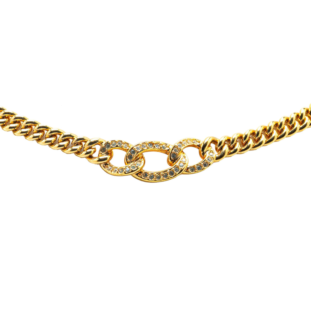 Gold Plated Rhinestone Necklace Gold - Gaby Paris