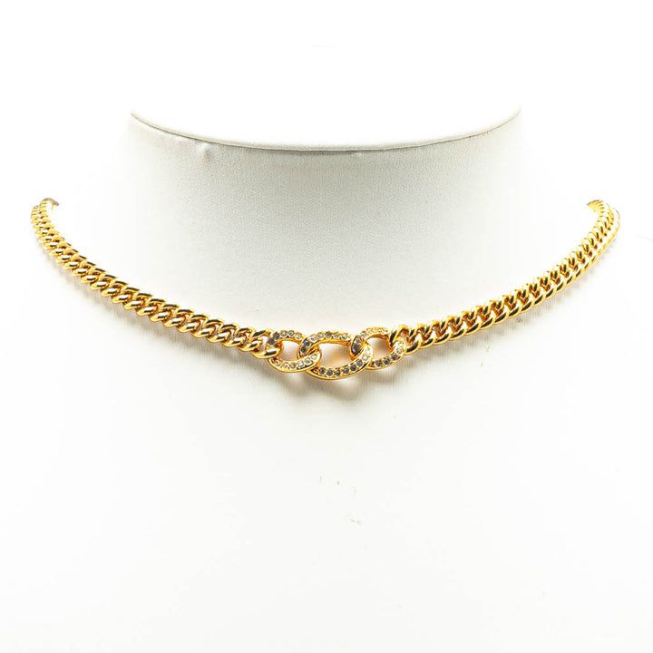 Gold Plated Rhinestone Necklace Gold - Gaby Paris