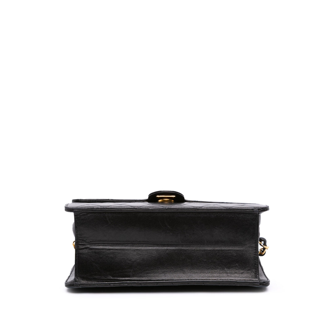 Small CC Quilted Lambskin Half Single Flap Black - Gaby Paris