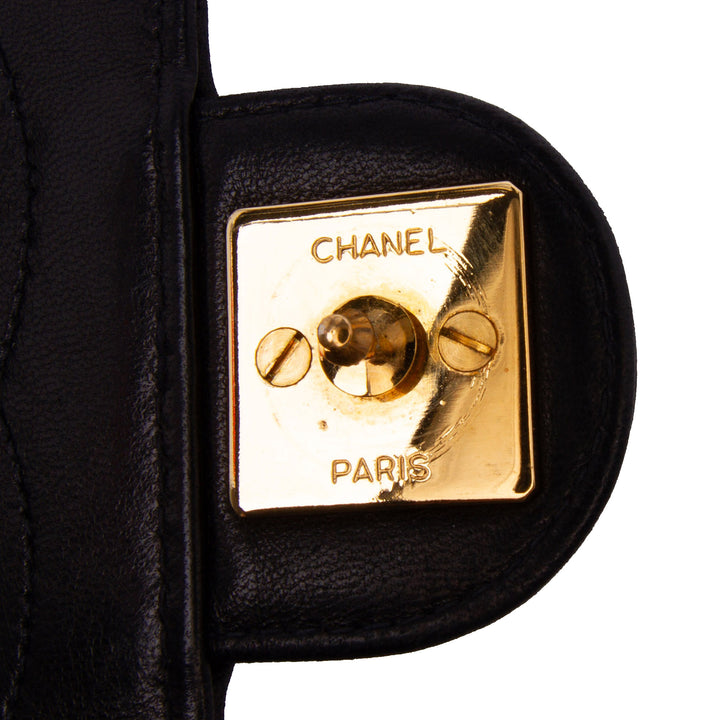 Small CC Quilted Lambskin Half Single Flap Black - Gaby Paris
