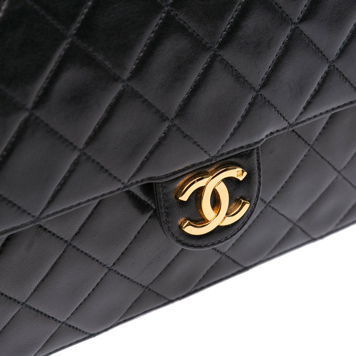 Small CC Quilted Lambskin Half Single Flap Black - Gaby Paris