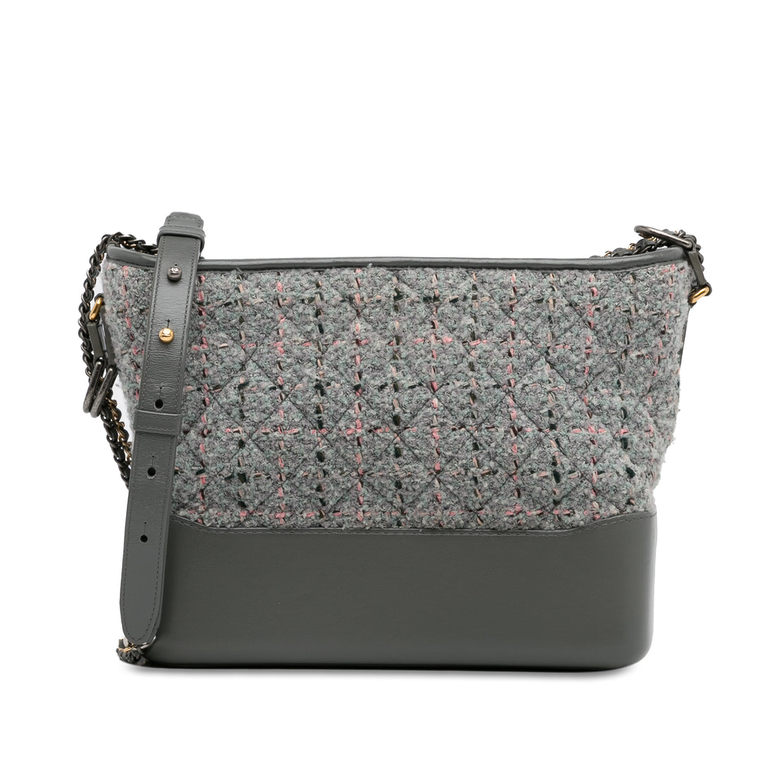 Medium Tweed Gabrielle Crossbody Gray - Gaby Paris