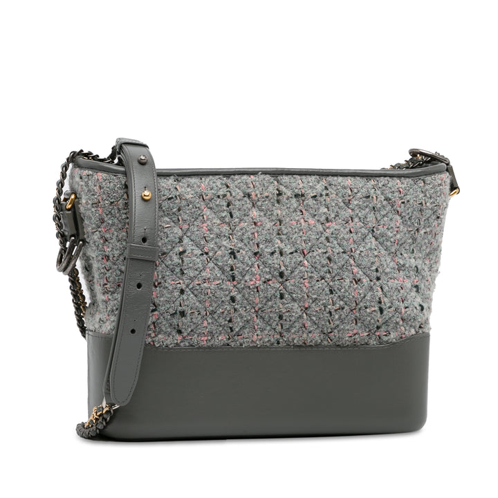 Medium Tweed Gabrielle Crossbody Gray - Gaby Paris