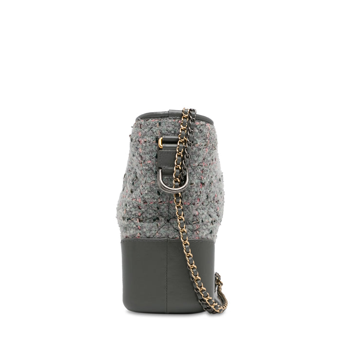 Medium Tweed Gabrielle Crossbody Gray - Gaby Paris