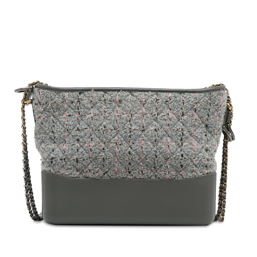 Medium Tweed Gabrielle Crossbody Gray - Gaby Paris