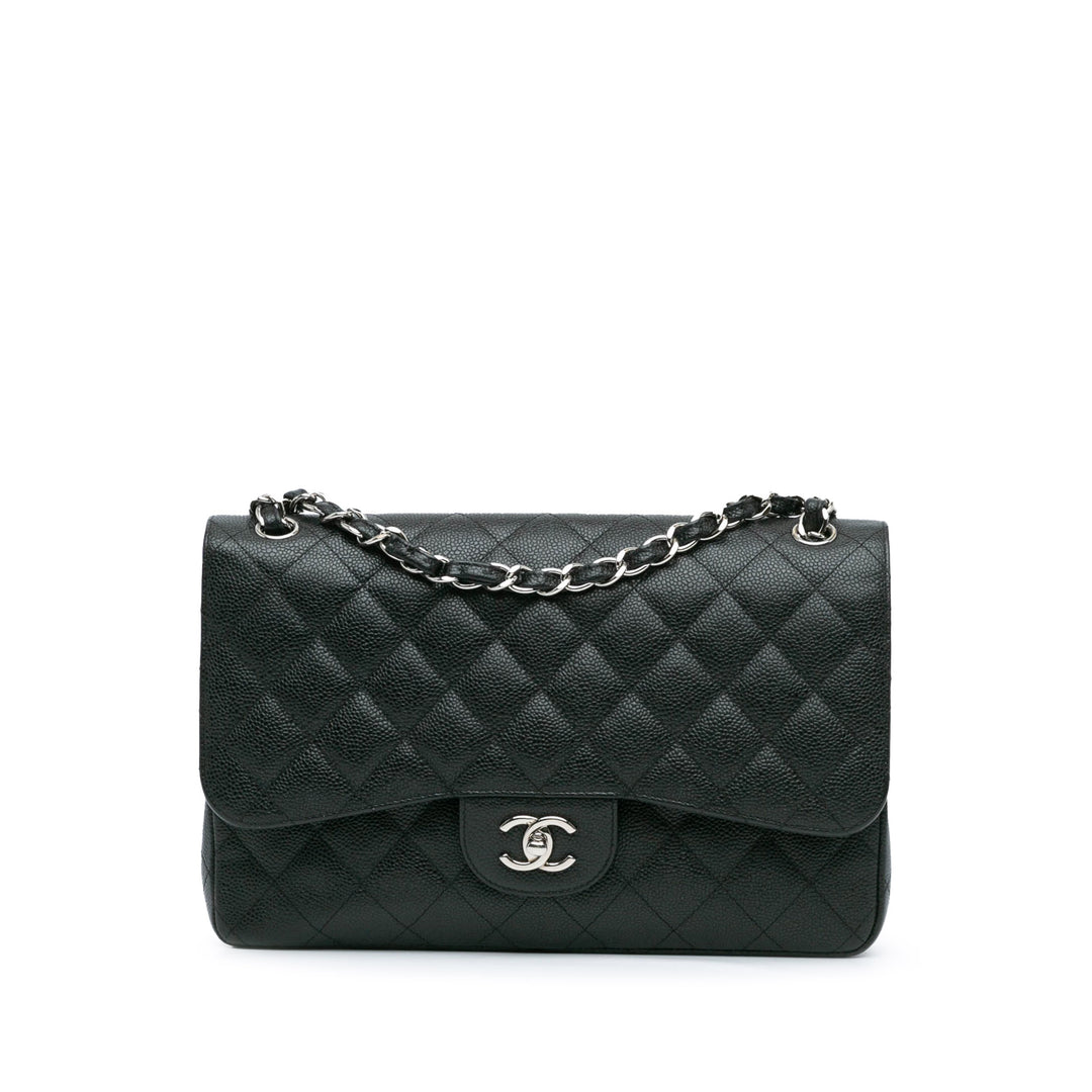 Jumbo Classic Caviar Double Flap Black - Gaby Paris