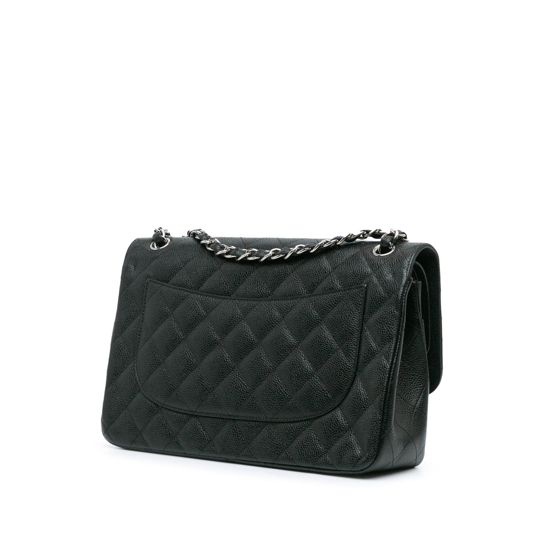 Jumbo Classic Caviar Double Flap Black - Gaby Paris