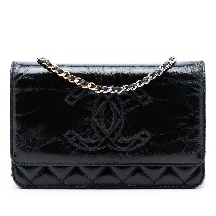 Chanel CC Matelassé brillant vieilli Cuir de veau Wallet on Chain