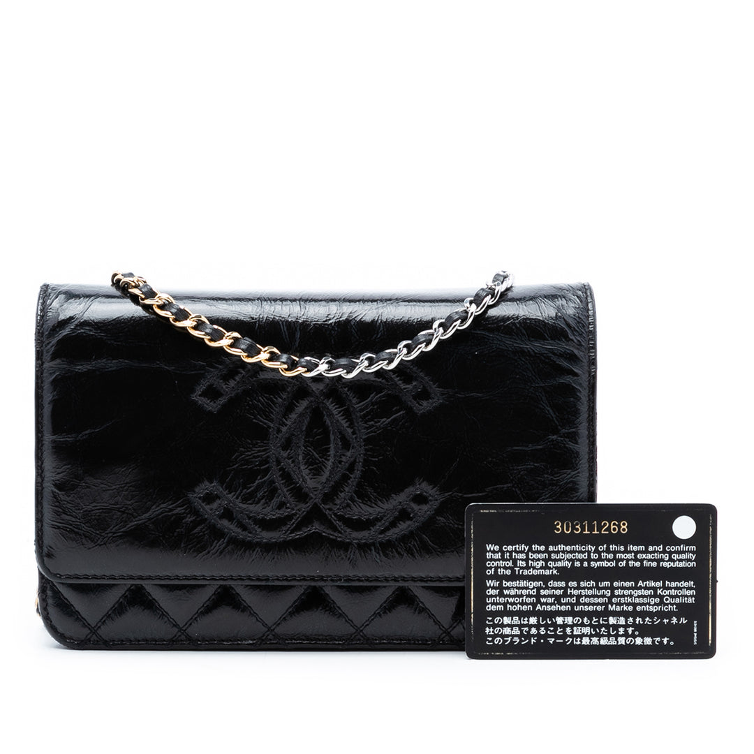 Chanel CC Matelassé brillant vieilli Cuir de veau Wallet on Chain