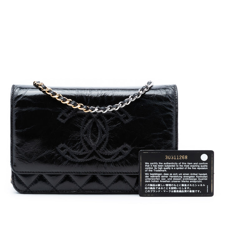 Chanel CC Matelassé brillant vieilli Cuir de veau Wallet on Chain