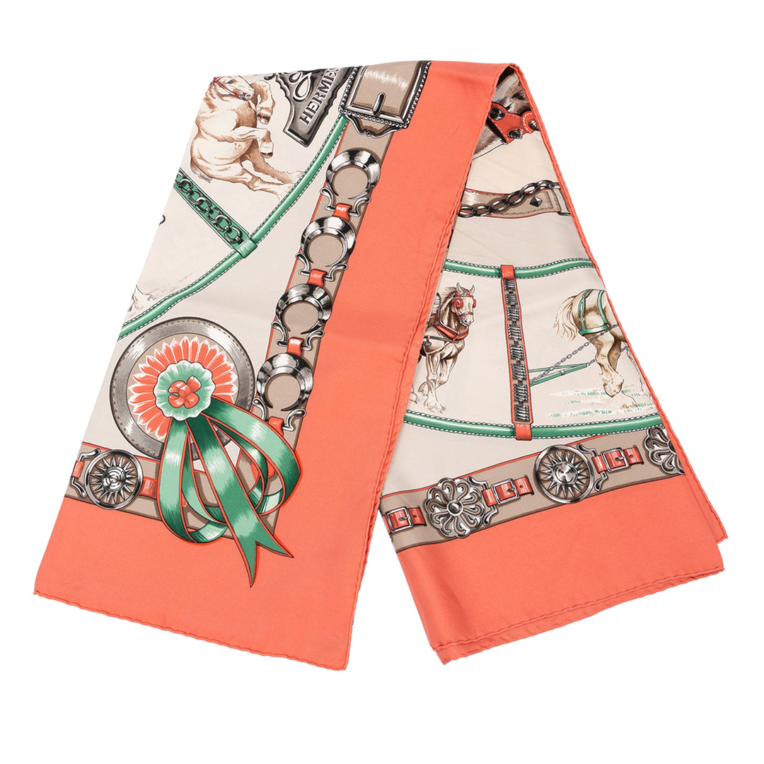 Hermès Carré Chevaux de Trait 90 Orange – vue principale – GABY PARIS
